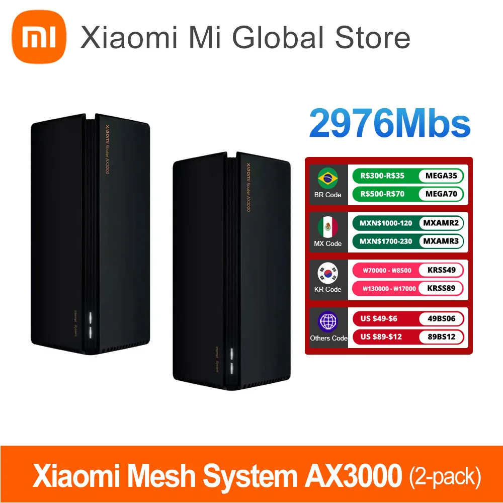 Беспроводной маршрутизатор Xiaomi Mesh System AX3000 (2 шт.), 256 Мб, зеркальный усилитель Wi-Fi, IPv6 WPA3 для Xiaomi, совместим с приложением Mi
Беспроводной маршрутизатор Xiaomi Mesh System AX3000 (2 шт.), 256 Мб, зеркальный усилитель Wi-Fi, IPv6 WPA3 для Xiaomi, совместим с приложением Mi