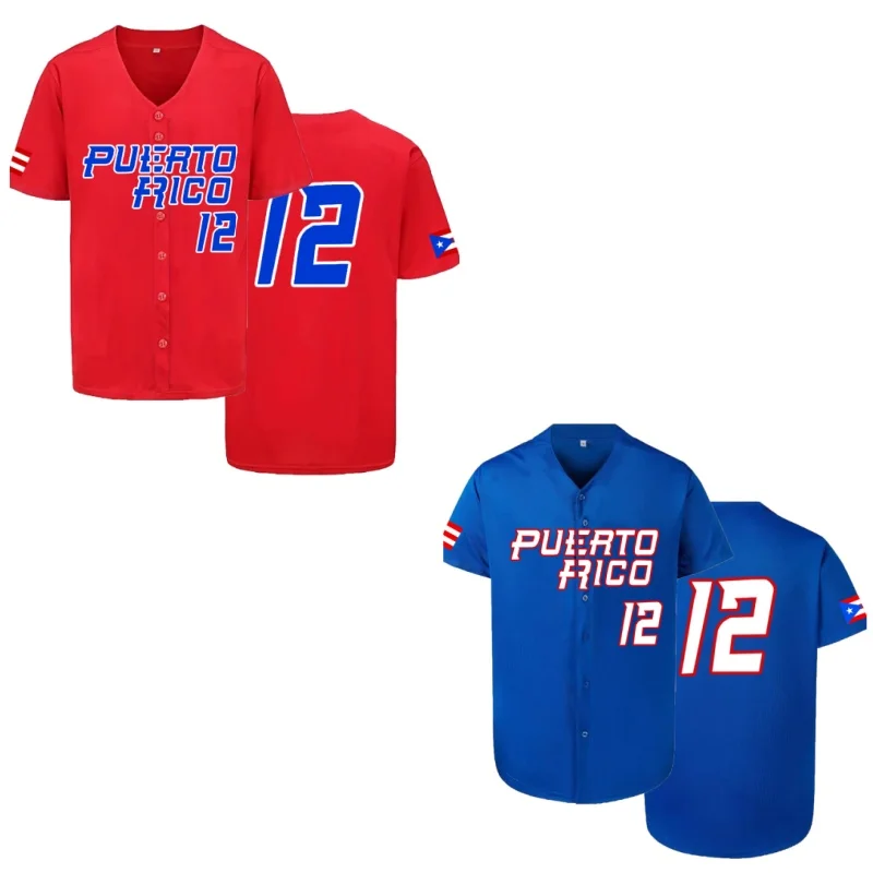 Men's Baseball Jersey Puerto Rico #12 Sewing Embroidery Sports Uniforms Outfits Casual Sports Short Sleeves Shirts with Buttons
Men's Baseball Jersey Puerto Rico #12 Sewing Embroidery Sports Uniforms Outfits Casual Sports Short Sleeves Shirts with Buttons