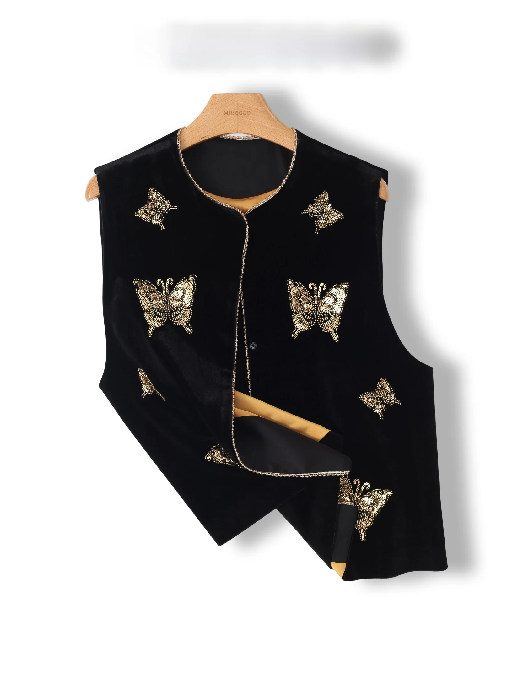 P Label Velvet Vest Women's Outerwear Fashionable Embellished Jacket Chinese Style round Neck Regular Length
P Label Velvet Vest Women's Outerwear Fashionable Embellished Jacket Chinese Style round Neck Regular Length