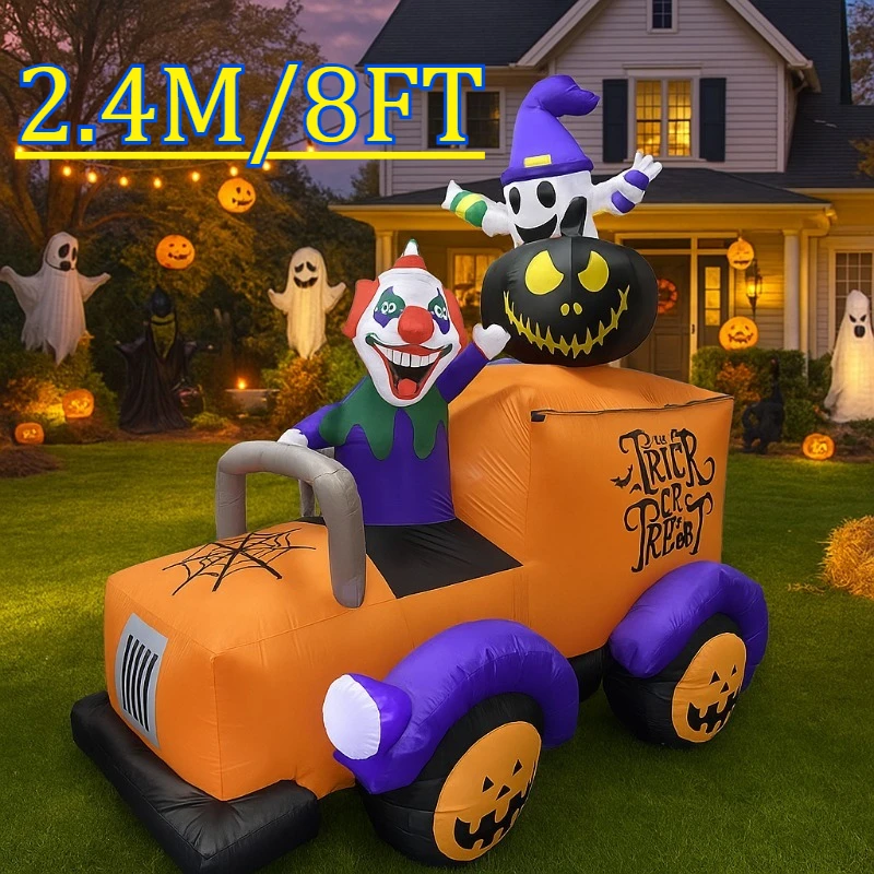 8FT Outdoor Holiday Decorations Halloween Inflatables Clown Ghosts Truck Built-in LED Light Toys Blow Up Yard Garden Lawn Decor
8FT Outdoor Holiday Decorations Halloween Inflatables Clown Ghosts Truck Built-in LED Light Toys Blow Up Yard Garden Lawn Decor