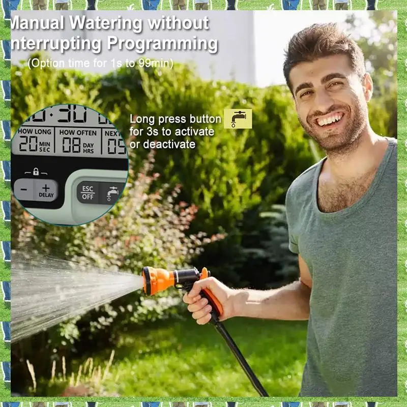 FTS Digital Sprinkler Timer Automatic Watering Device Timer For Garden Hose, Auto & Manual Watering Control For Yard, Lawns A
FTS Digital Sprinkler Timer Automatic Watering Device Timer For Garden Hose, Auto & Manual Watering Control For Yard, Lawns A