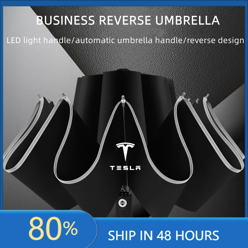 Car Stickers Fully Automatic UV Umbrella With LED Flashlight Reflective Stripe Reverse Umbrella For teslas model 3 model X Y S
Car Stickers Fully Automatic UV Umbrella With LED Flashlight Reflective Stripe Reverse Umbrella For teslas model 3 model X Y S