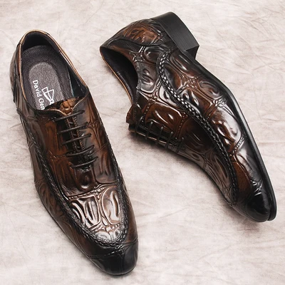 Crocodile Pattern Oxford Men Casual Shoes Genuine Cow Leather Business Men Dress Shoes Black Brown Lace Up Wedding Formal Shoe
Crocodile Pattern Oxford Men Casual Shoes Genuine Cow Leather Business Men Dress Shoes Black Brown Lace Up Wedding Formal Shoe