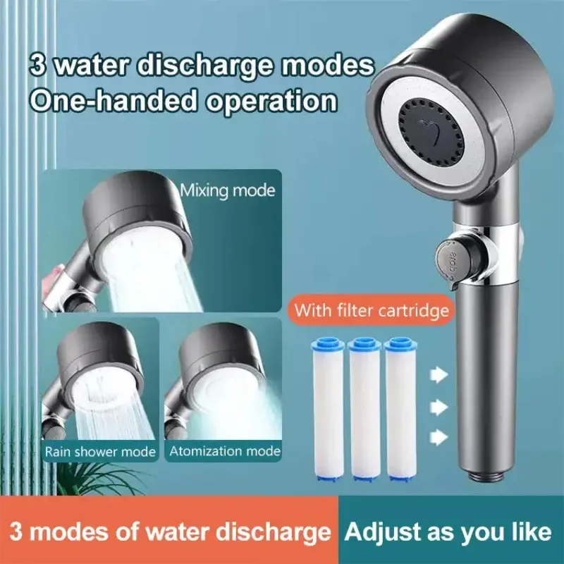 High Pressure Shower Head Water Saving 3 Modes Shower Heads Adjustable One-Key Stop Water Massage Sprayer Bathroom Accessories
High Pressure Shower Head Water Saving 3 Modes Shower Heads Adjustable One-Key Stop Water Massage Sprayer Bathroom Accessories