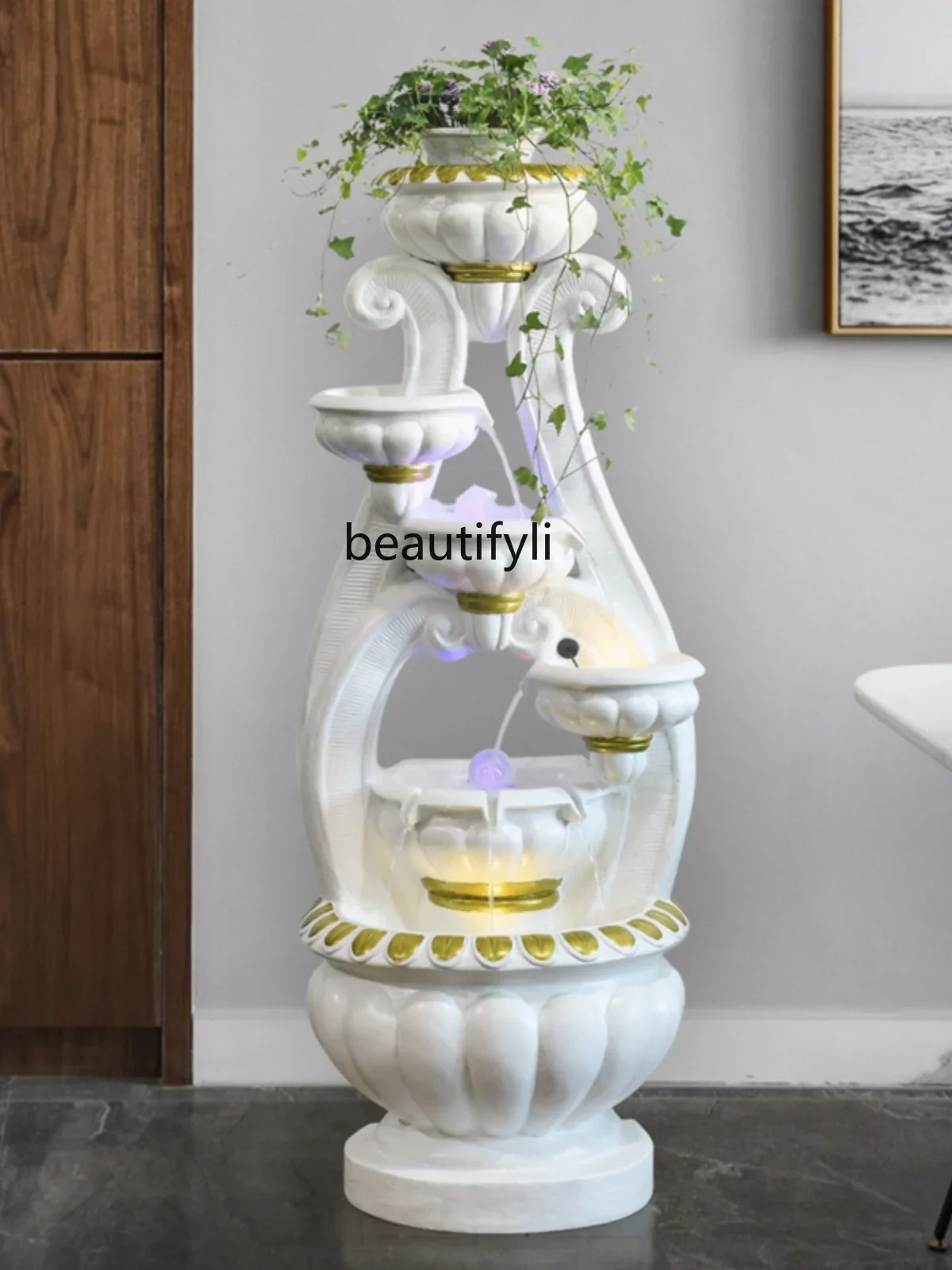 Rockery flowing water fountain floor ornament creative modern simple living room entrance circulating water decoration
Rockery flowing water fountain floor ornament creative modern simple living room entrance circulating water decoration