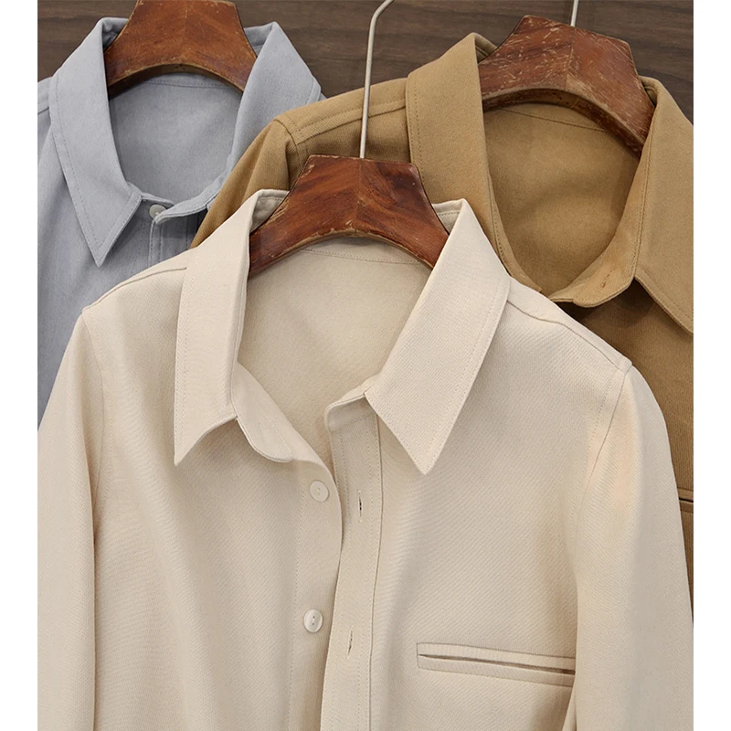 Thickened Flocking Shirt Women's Loose Lazy Style Top Autumn Winter Casual Vintage Button up Long Sleeve Collar Pure Color
Thickened Flocking Shirt Women's Loose Lazy Style Top Autumn Winter Casual Vintage Button up Long Sleeve Collar Pure Color