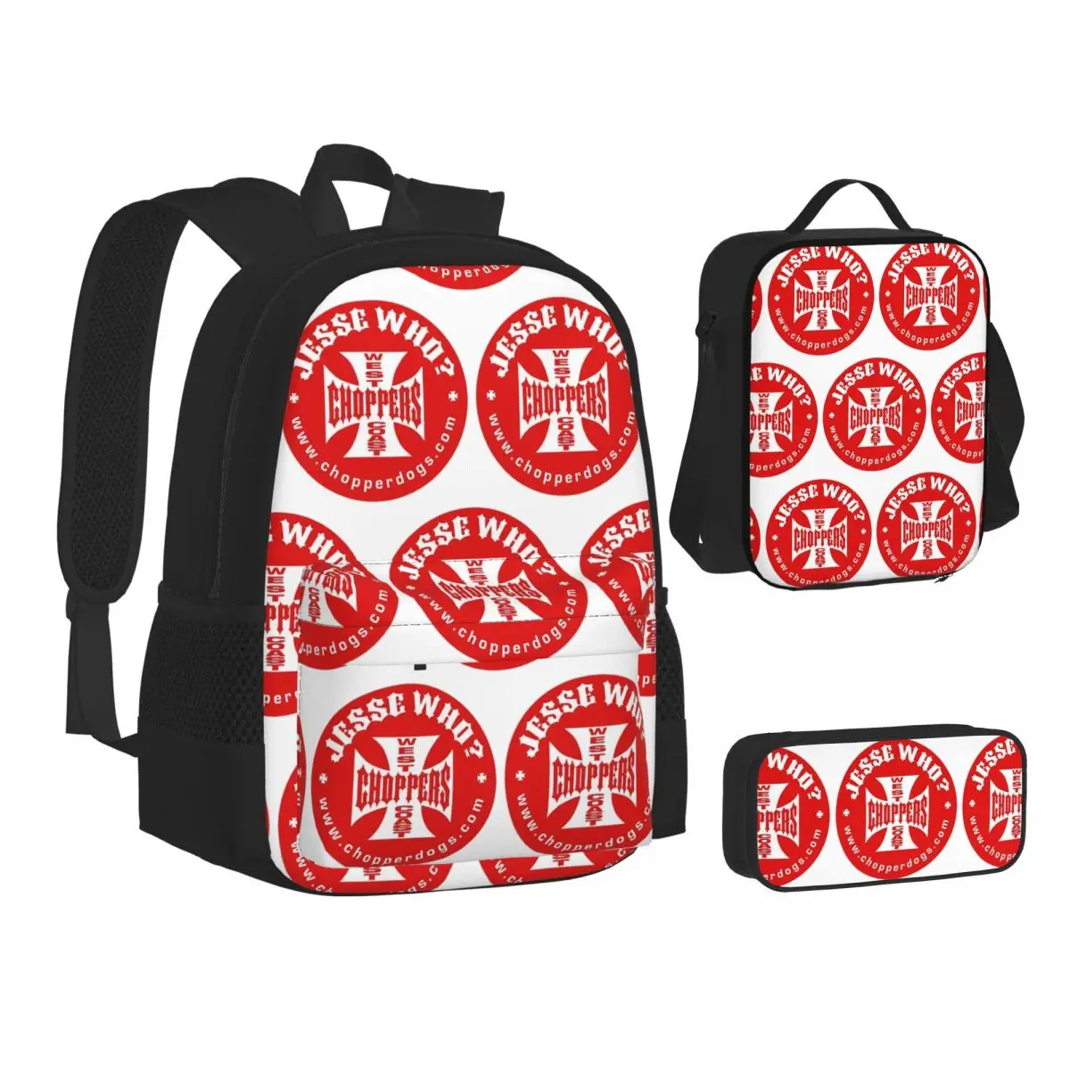 Personalized West Coast Iron Cross Choppers Backpacks Boys Girls Bookbag School Bags Rucksack Lunch Bag Pen Bag Three-Piece Set
Personalized West Coast Iron Cross Choppers Backpacks Boys Girls Bookbag School Bags Rucksack Lunch Bag Pen Bag Three-Piece Set
