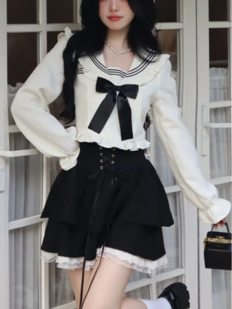 2024 Autumn Sweet Skirt 2 Piece Set Women Outwear Casual Kawaii Blouse + Office Lady Y2K Lace Mini Skirt Korean Fashion Suits
2024 Autumn Sweet Skirt 2 Piece Set Women Outwear Casual Kawaii Blouse + Office Lady Y2K Lace Mini Skirt Korean Fashion Suits