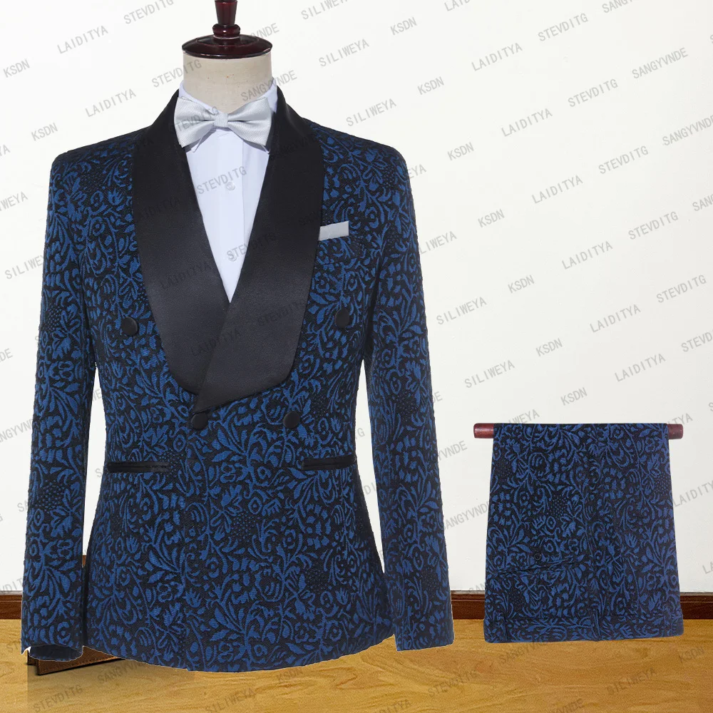 Costume Homme Mariage 2023 Navy Blue Jacquard With Black Satin Lapel Groom Wedding Suit Slim Suit For Men 2 Pcs Blazer Pant
Costume Homme Mariage 2023 Navy Blue Jacquard With Black Satin Lapel Groom Wedding Suit Slim Suit For Men 2 Pcs Blazer Pant