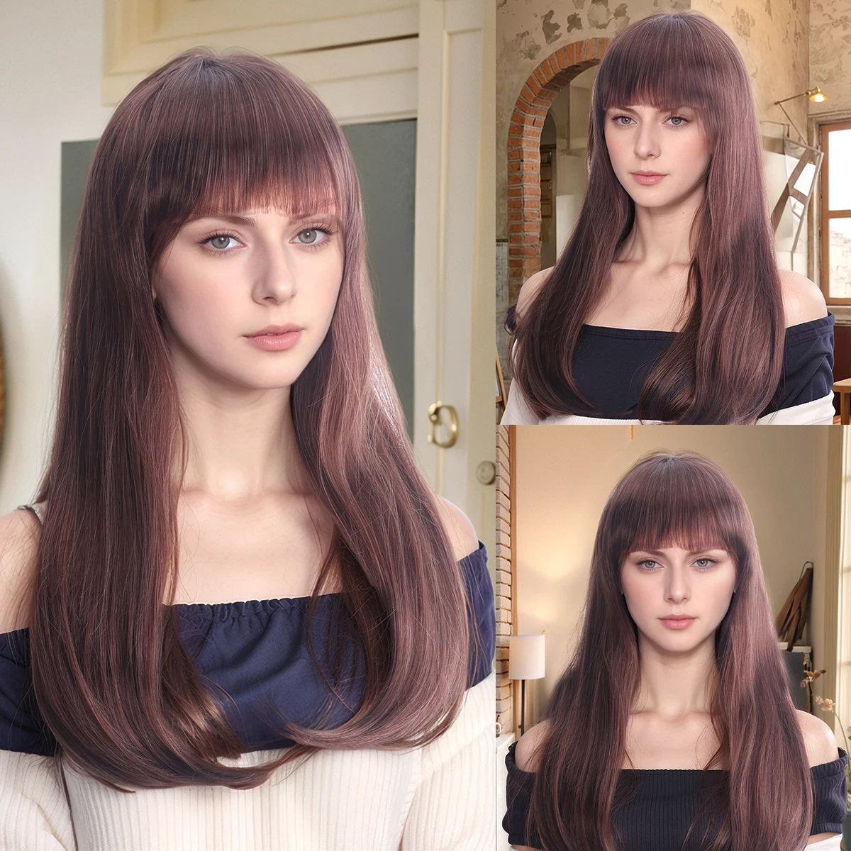 Mid-Length Straight Hair High Temperature Silk Wig for Women High Density Bangs Synthetic Fiber Wig Fits the Scalp Heat Resistan
Mid-Length Straight Hair High Temperature Silk Wig for Women High Density Bangs Synthetic Fiber Wig Fits the Scalp Heat Resistan