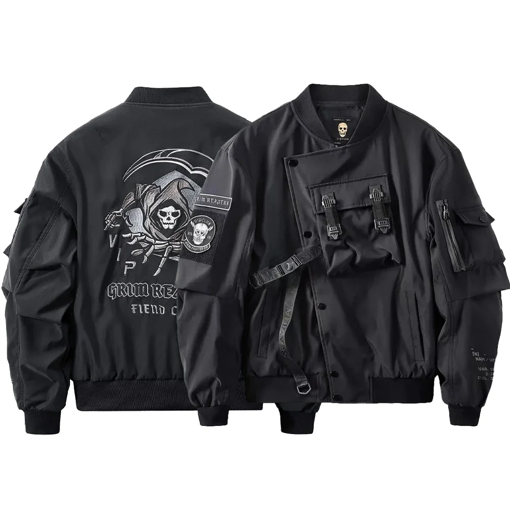 American High Street Work Jacket Solid Color Zipper Skull Hip Hop Fashion Trend High Quality Coat 2024 New Casual Jacket For Men
American High Street Work Jacket Solid Color Zipper Skull Hip Hop Fashion Trend High Quality Coat 2024 New Casual Jacket For Men