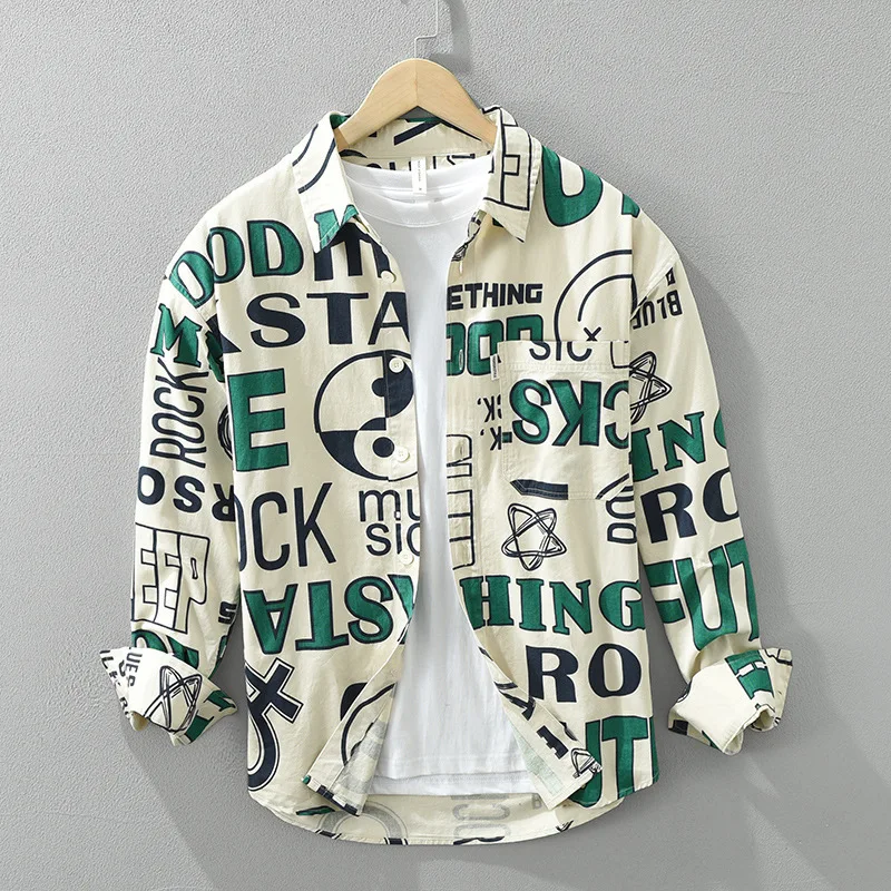 Funny Letter Printed 100% Cotton Shirts for Men Spring Fashion Long Sleeve Blouse for Youth Male Cool Hip Hops Casual Loose Tops
Funny Letter Printed 100% Cotton Shirts for Men Spring Fashion Long Sleeve Blouse for Youth Male Cool Hip Hops Casual Loose Tops