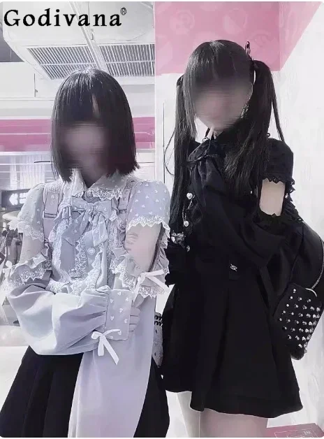 Japanese Mine Mass-Produced Sweet Shirt Girls Lace Bow Off-the-Shoulder Long Sleeve Shirt Autumn Women's Lolita Blouse Y2k Tops
Japanese Mine Mass-Produced Sweet Shirt Girls Lace Bow Off-the-Shoulder Long Sleeve Shirt Autumn Women's Lolita Blouse Y2k Tops