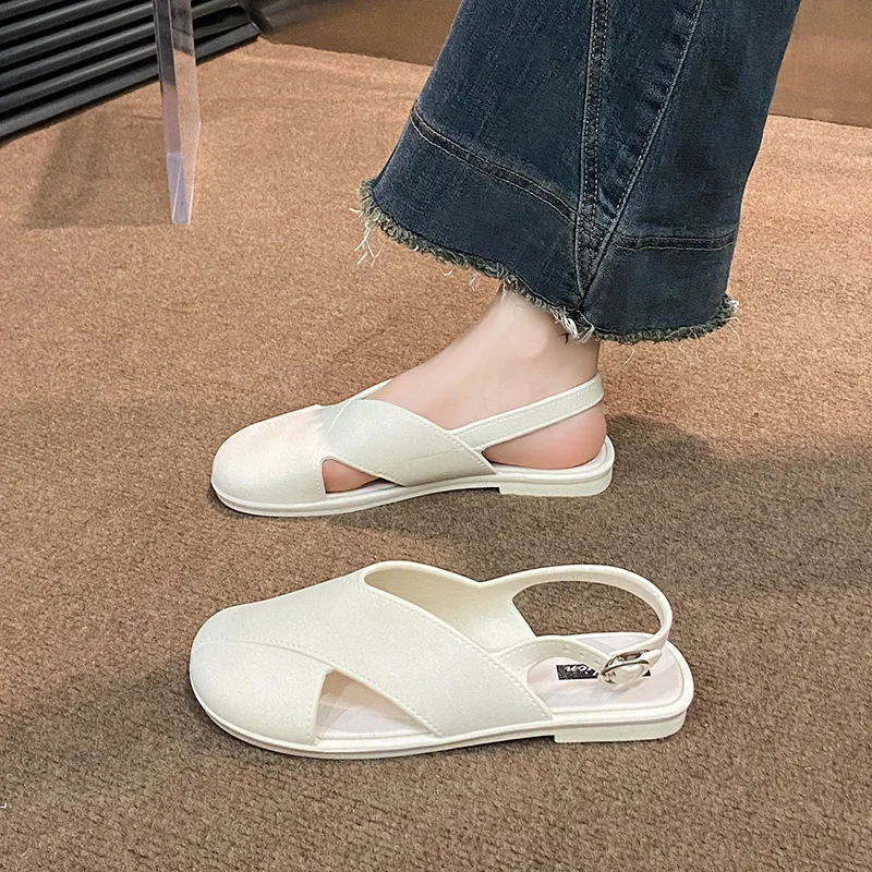 Women's Flat Sandals Open Toe Casual Beach Shoes Fashionable Retro Fairy Style Spring Summer Flat Heel PVC Material Pure Color
Women's Flat Sandals Open Toe Casual Beach Shoes Fashionable Retro Fairy Style Spring Summer Flat Heel PVC Material Pure Color