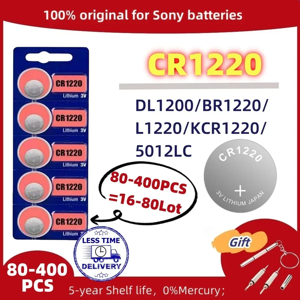 80-400PCS CR1220 KCR1220 3V Lithium Battery For Toy Watch Scale Calculator Car Remote Control Mouse Button Coin Cell
80-400PCS CR1220 KCR1220 3V Lithium Battery For Toy Watch Scale Calculator Car Remote Control Mouse Button Coin Cell