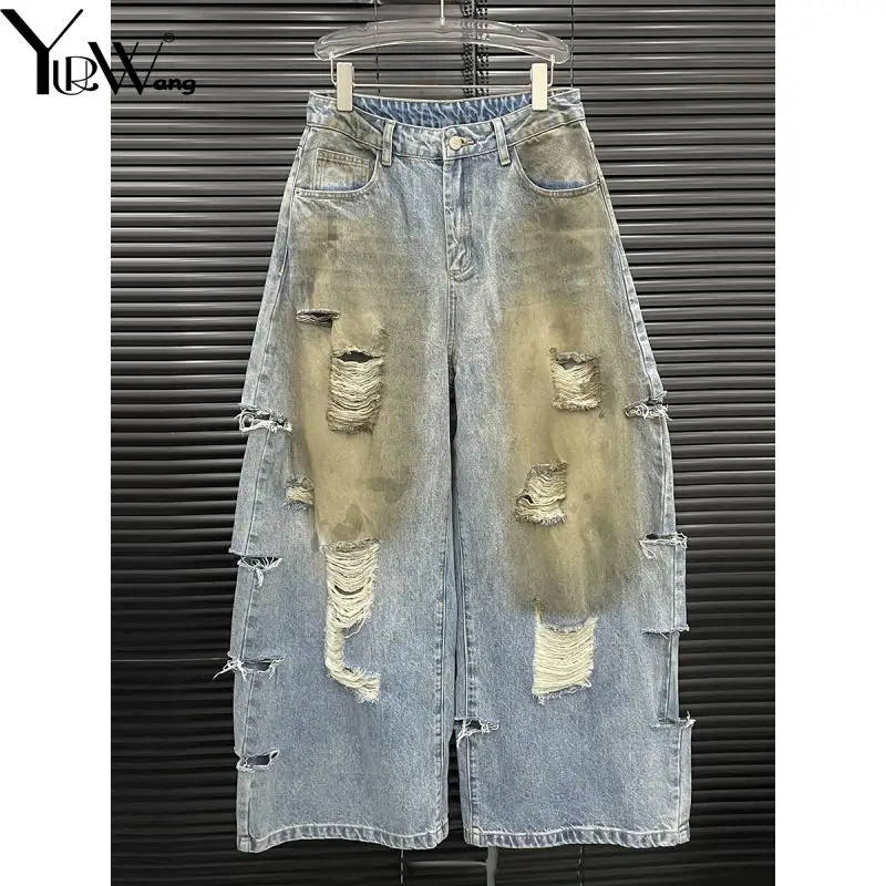 YUERWAN Women Jeans 2025 Spring Summer Ripped Wide Leg Jeans Fashion All Match High Waist Loose Casual Long Denim Pants Trousers
YUERWAN Women Jeans 2025 Spring Summer Ripped Wide Leg Jeans Fashion All Match High Waist Loose Casual Long Denim Pants Trousers