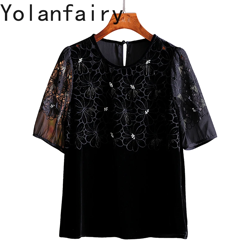 YOLANFAIRY High Quality Mulberry Silk Velvet T Shirts Female Early Autumn Unique Embroidery Tee Shirt Woman Tops and Blouses
YOLANFAIRY High Quality Mulberry Silk Velvet T Shirts Female Early Autumn Unique Embroidery Tee Shirt Woman Tops and Blouses
