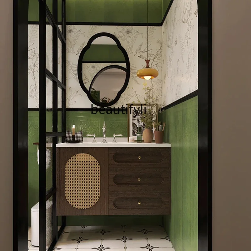 YH Retro Bathroom Cabinet Combination French Toilet Rattan Washstand Wash Basin Oak Wall-Mounted Waterproof
YH Retro Bathroom Cabinet Combination French Toilet Rattan Washstand Wash Basin Oak Wall-Mounted Waterproof