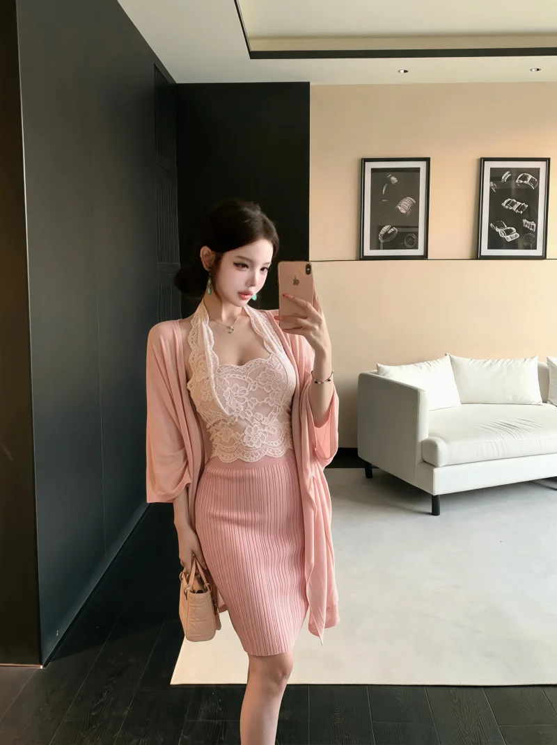 Kumikumi Pure Desire Loose Long Sleeve Open Cardigan Neck Hanging Vest Women Summer Slim Half Skirt Three Piece Set
Kumikumi Pure Desire Loose Long Sleeve Open Cardigan Neck Hanging Vest Women Summer Slim Half Skirt Three Piece Set