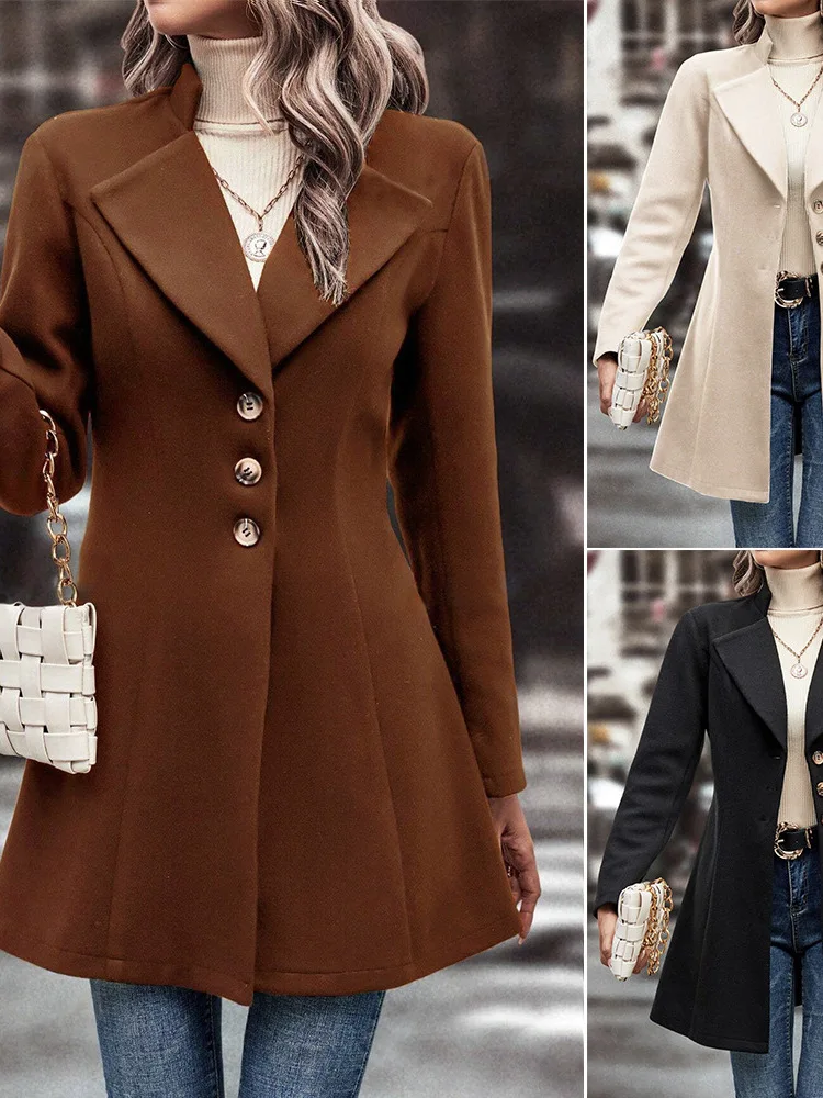 Elegant Slim Fit Wool Coat Women's Fashionable Tailored Look Collared Outerwear European Style Casual Patchwork Thickened
Elegant Slim Fit Wool Coat Women's Fashionable Tailored Look Collared Outerwear European Style Casual Patchwork Thickened