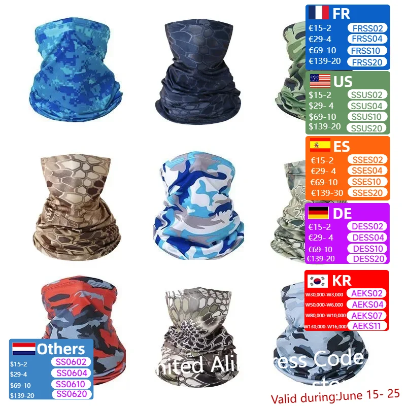 UV protection Ice Silk face cover neck tube outdoor motorcycle riding scarf breathable Moto offroad gaiter camo army bandana
UV protection Ice Silk face cover neck tube outdoor motorcycle riding scarf breathable Moto offroad gaiter camo army bandana