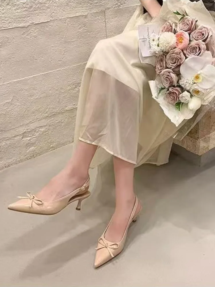Women Patent Leather Bow Pointed Toe Slingback Pumps, Thin Heel Back Strap Formal Dress Shoes for Daily Office Wear
Women Patent Leather Bow Pointed Toe Slingback Pumps, Thin Heel Back Strap Formal Dress Shoes for Daily Office Wear