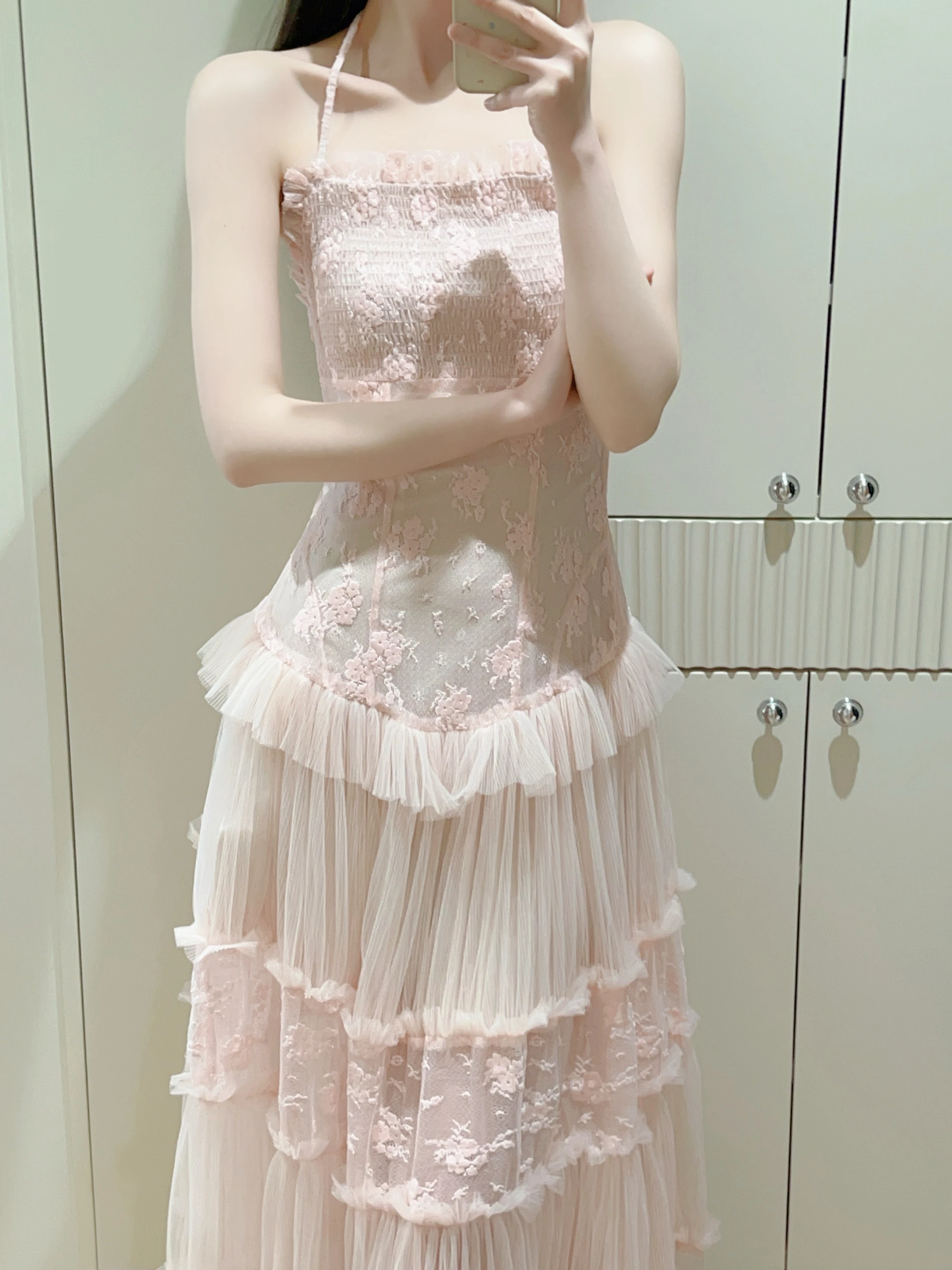 Elegant Lace Splicing Pleated Tulle Wrap Dress Women's Summer Wedding Dress Formal Evening Gown High-End Feel Powder Fog
Elegant Lace Splicing Pleated Tulle Wrap Dress Women's Summer Wedding Dress Formal Evening Gown High-End Feel Powder Fog