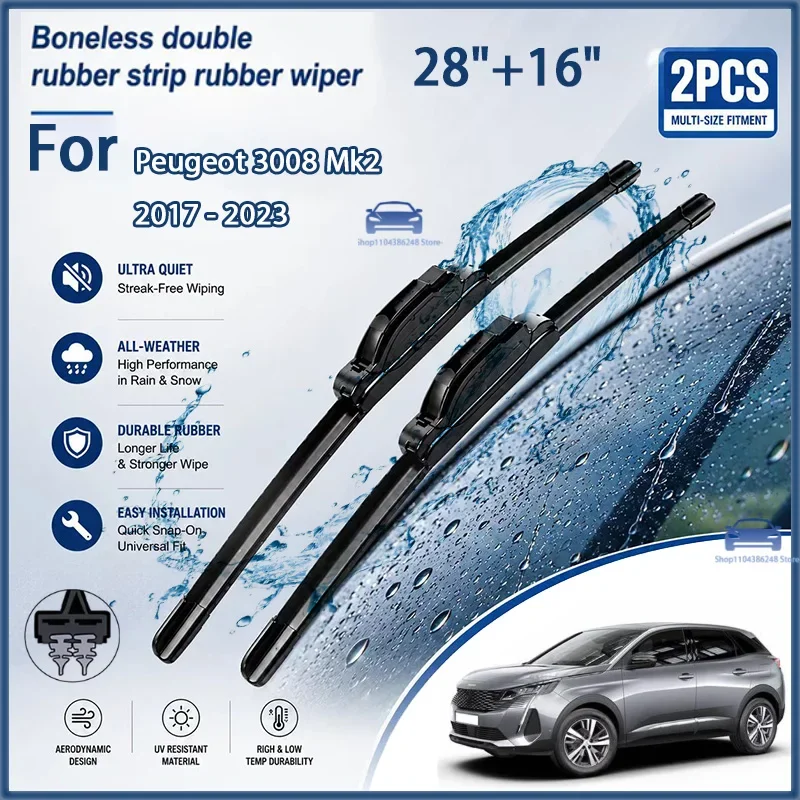 Durable Clear View Wiper Blades For Peugeot 3008 Mk2 2017-2023 28"+16" Front Window Rain Brushes
Durable Clear View Wiper Blades For Peugeot 3008 Mk2 2017-2023 28"+16" Front Window Rain Brushes