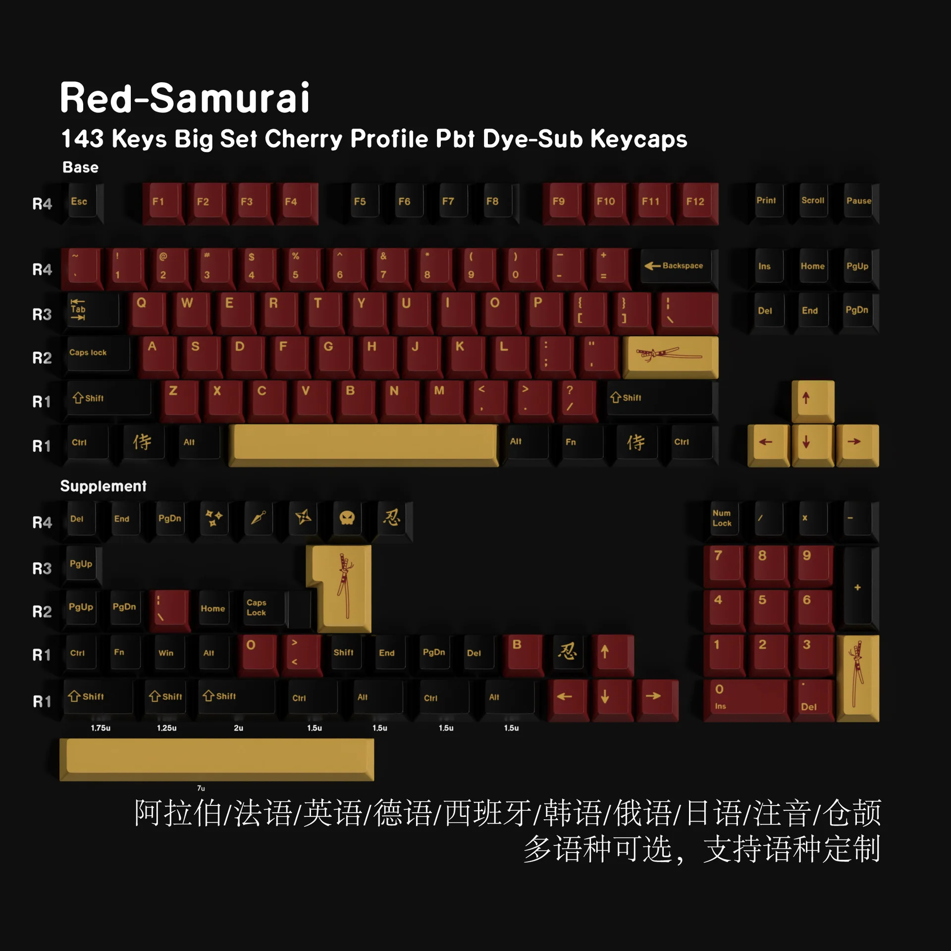 Original Red Samurai Keycap German French Spanish Korean Japanese Phonetic Cangjie Five-sided Sublimation
Original Red Samurai Keycap German French Spanish Korean Japanese Phonetic Cangjie Five-sided Sublimation