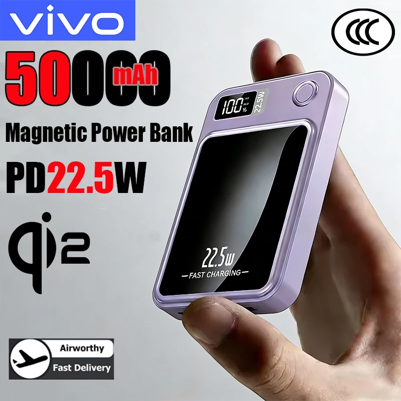 VIVO 50000mAh Magnetic Wireless Power Bank Fast Charger For Magsafe Portable Auxiliary Battery Pack For iPhone Huawei Samsung
VIVO 50000mAh Magnetic Wireless Power Bank Fast Charger For Magsafe Portable Auxiliary Battery Pack For iPhone Huawei Samsung