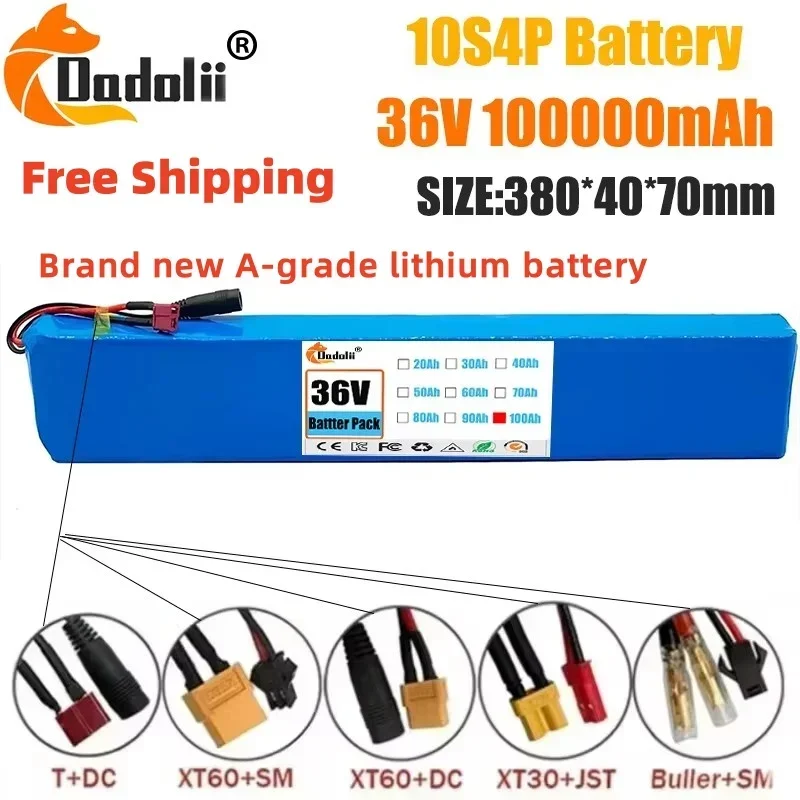 10S4P 36V 100000mAh Electric Scooter Lithium Battery 18650 battery pack 36V 60Ah Electric Scooter Electric Scooter Battery 36v
10S4P 36V 100000mAh Electric Scooter Lithium Battery 18650 battery pack 36V 60Ah Electric Scooter Electric Scooter Battery 36v
