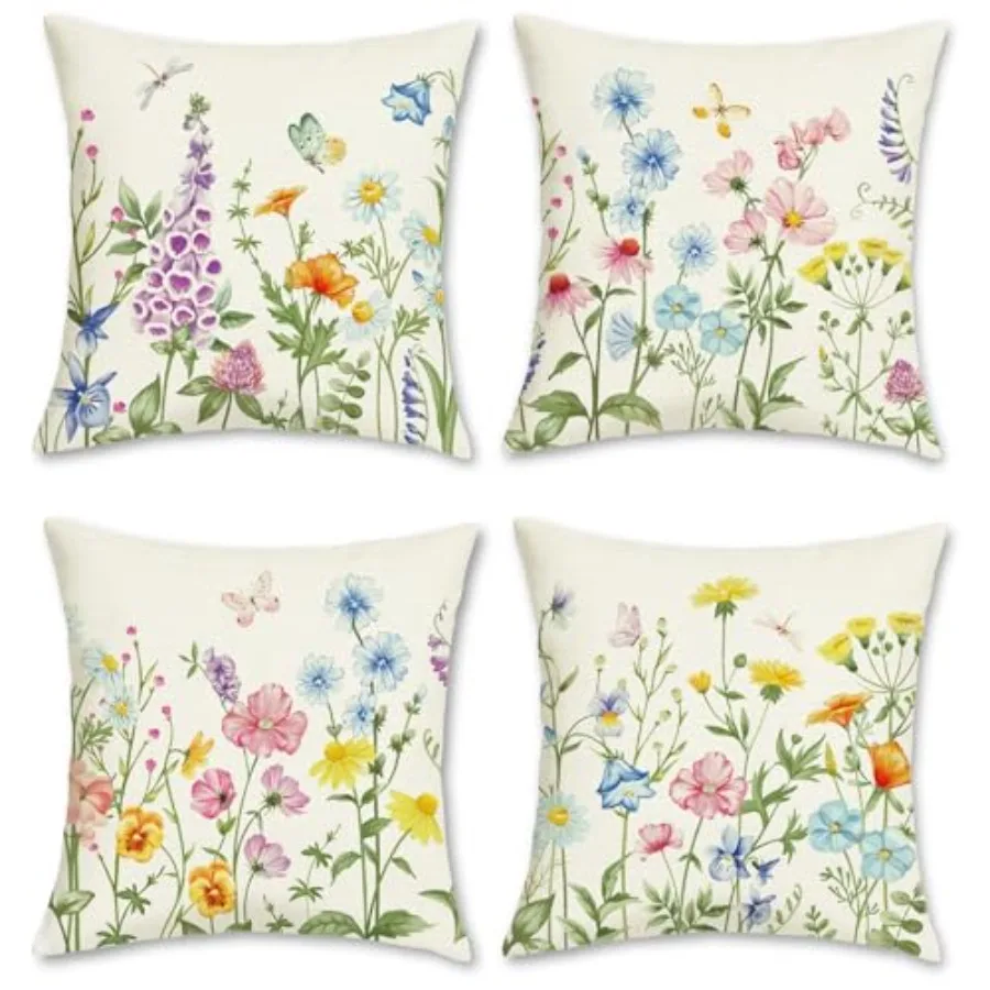 Spring Floral Throw Pillow Covers 18 x 18 Inch Colorful Flowers Leaves Decorative Pillow Cases for Couch Sofa Home Garden Outdo
Spring Floral Throw Pillow Covers 18 x 18 Inch Colorful Flowers Leaves Decorative Pillow Cases for Couch Sofa Home Garden Outdo