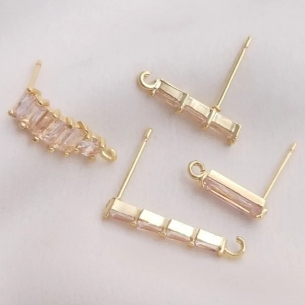 Copper 14K Gold Color Rectangular Zirconium T Square Zircon Straight Shape Handmade DIY Earrings with Stud Earrings
Copper 14K Gold Color Rectangular Zirconium T Square Zircon Straight Shape Handmade DIY Earrings with Stud Earrings