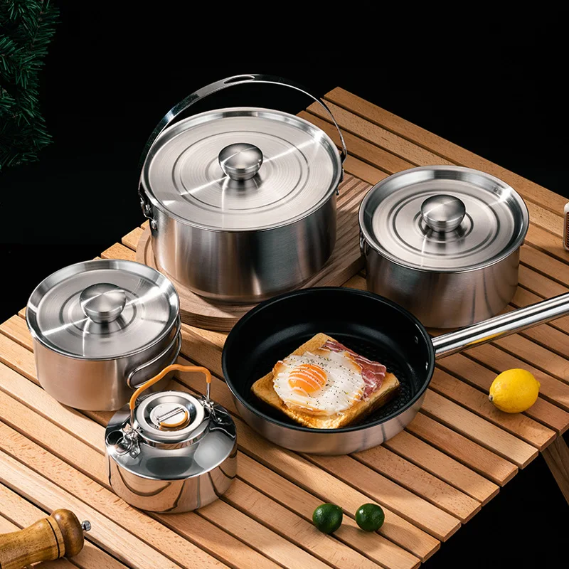 304 Stainless Steel Camping Cookware Set Portable Outdoor Picnic Frying Pan Pot Lightweight Hiking Portable Outdoor Kit
304 Stainless Steel Camping Cookware Set Portable Outdoor Picnic Frying Pan Pot Lightweight Hiking Portable Outdoor Kit