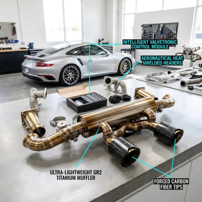 Full Titanium Valvetronic Exhaust Pipes for Porsche 911 991.2 Carrera GTS 3.0T with Shielded Headers & Forged Carbon Tips
Full Titanium Valvetronic Exhaust Pipes for Porsche 911 991.2 Carrera GTS 3.0T with Shielded Headers & Forged Carbon Tips