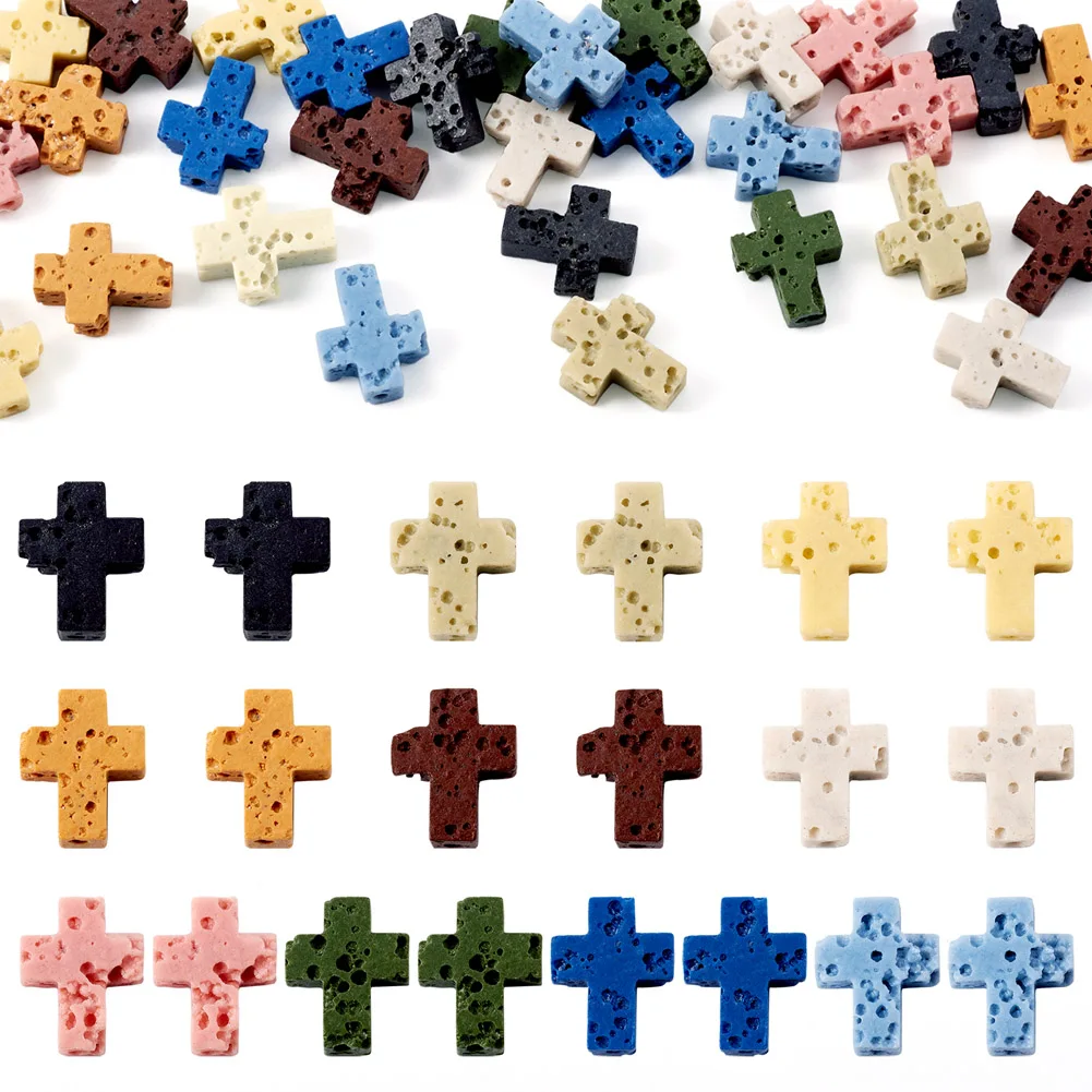 40Pcs Synthetic Cross Shape Lava Rock Beads Dyed Mixed Color Stone Beads For Woman Necklace Bracelet DIY Jewelry Making Supplies
40Pcs Synthetic Cross Shape Lava Rock Beads Dyed Mixed Color Stone Beads For Woman Necklace Bracelet DIY Jewelry Making Supplies