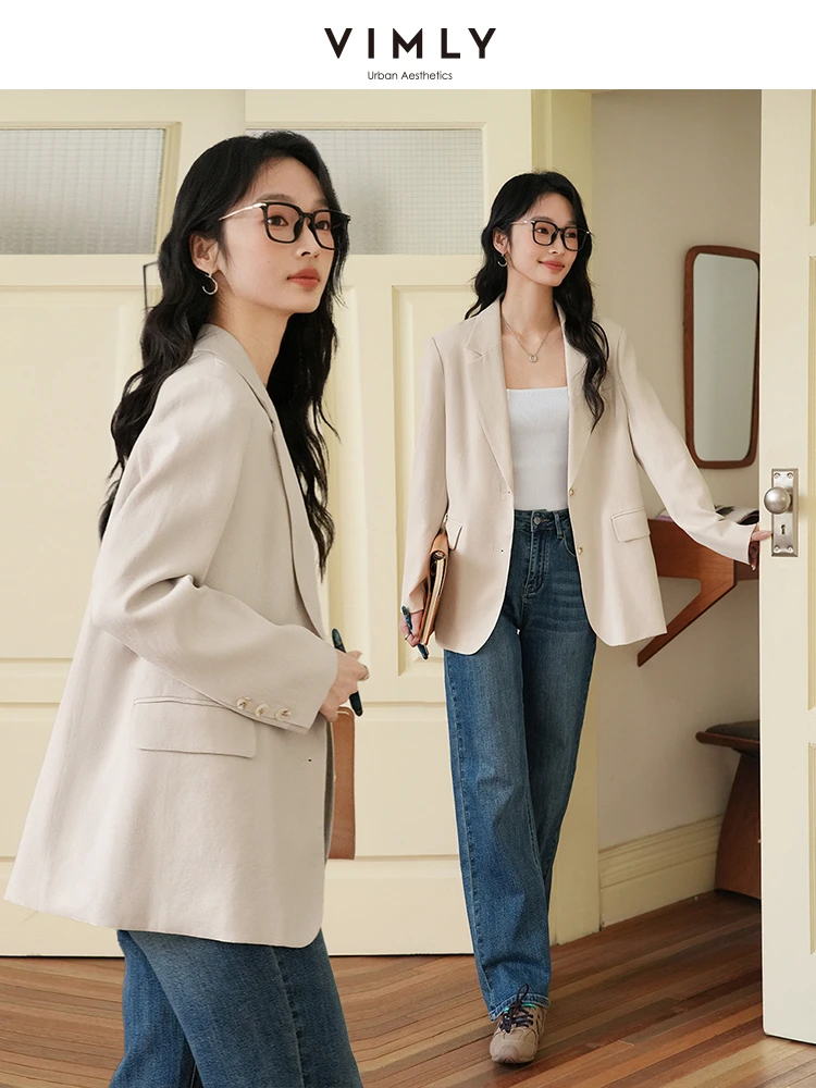 VIMLY Office Ladies Linen Blend Blazer Jacket 2025 Spring Autumn Elegant Khaki Loose Long Sleeve Outerwear Female Clothes A0976
VIMLY Office Ladies Linen Blend Blazer Jacket 2025 Spring Autumn Elegant Khaki Loose Long Sleeve Outerwear Female Clothes A0976
