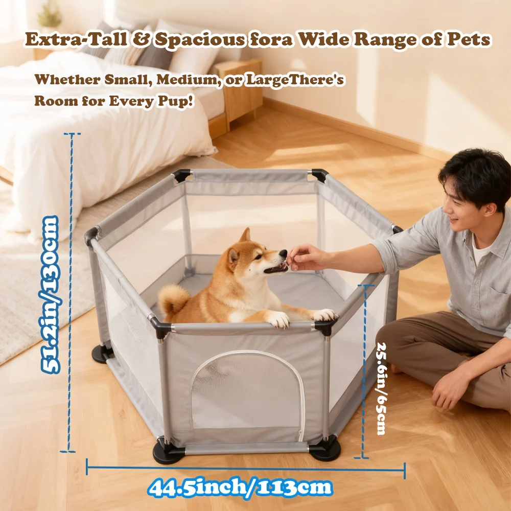 51.2*44.35*25.6in Indoor Large Dog Fence, Dog Fence with Gate, Extra High Dog Fence with Removable Roof Easy to Assemble Pet Fence Sturdy Fabric Dog Fence Suitable for Medium And Large Pets Spacious Pet Fence Indoor, Comfortable And Safe, Dog Playpen
51.2*44.35*25.6in Indoor Large Dog Fence, Dog Fence with Gate, Extra High Dog Fence with Removable Roof Easy to Assemble Pet Fence Sturdy Fabric Dog Fence Suitable for Medium And Large Pets Spacious Pet Fence Indoor, Comfortable And Safe, Dog Playpen