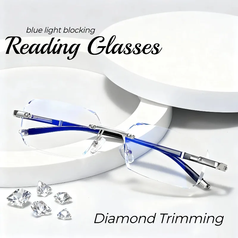 New Frameless Diamond Cut Border Blue Light Radiation Reading Glasses Fashionable Ultra Light High-definition Presbyopia Glasses
New Frameless Diamond Cut Border Blue Light Radiation Reading Glasses Fashionable Ultra Light High-definition Presbyopia Glasses