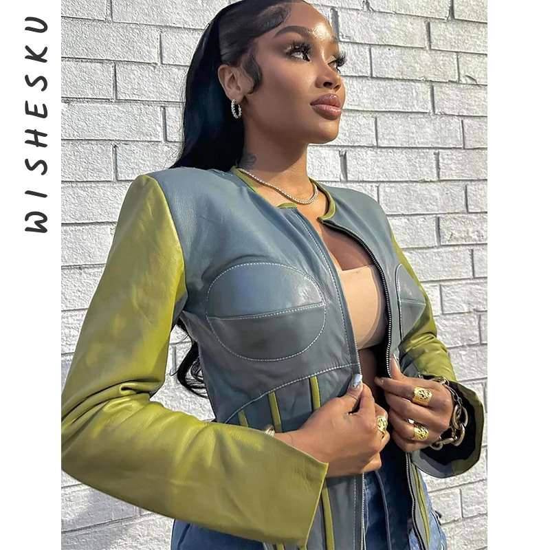 Hipster Patchwork Jacket Women Y2K Faux Leather Irregular Backless Zip Stripe Wild Basic Streetwear Autumn Trend Coat
Hipster Patchwork Jacket Women Y2K Faux Leather Irregular Backless Zip Stripe Wild Basic Streetwear Autumn Trend Coat