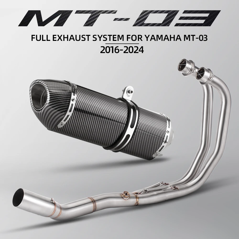 For Yamaha MT03 R3 MT25 R25 2015-2026 Motorcycle Exhaust Full System Racing Kit Front Link Pipe Header Manifold Muffler