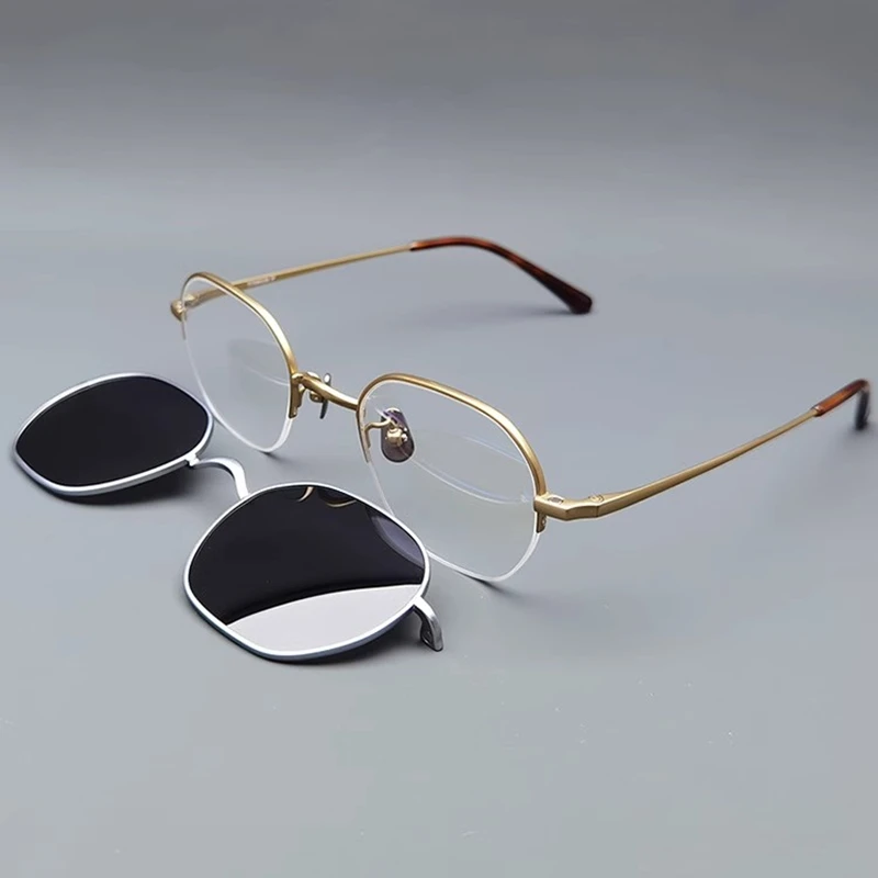 Vintage Titanium Glasses Frame with Magnetic Clip on Sunglasses Men Trendy Eyeglasses Women Classic Semi Rimless Square Eyewear
Vintage Titanium Glasses Frame with Magnetic Clip on Sunglasses Men Trendy Eyeglasses Women Classic Semi Rimless Square Eyewear