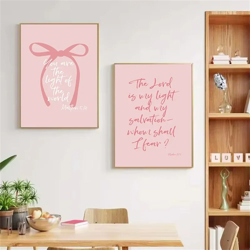 Psalm 27:1 Matthew 5:14 Pink Bowknot Bible Verse Wall Art Prints Canvas Painting Inspirational Quotes Poster Living Room Decor
Psalm 27:1 Matthew 5:14 Pink Bowknot Bible Verse Wall Art Prints Canvas Painting Inspirational Quotes Poster Living Room Decor