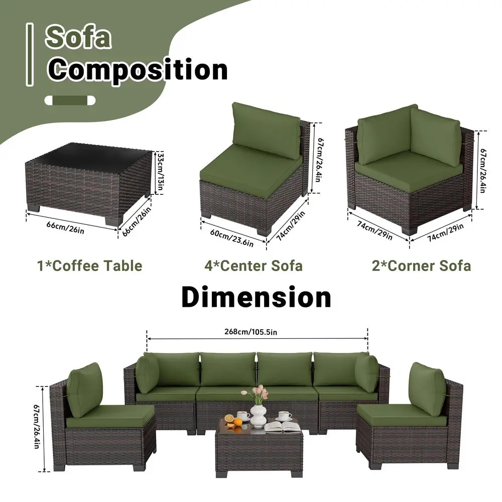 7 Pieces Outdoor Patio Furniture Sets,Rattan Conversation Sectional Set,Manual Weaving Wicker Patio Sofa with Tea Table
7 Pieces Outdoor Patio Furniture Sets,Rattan Conversation Sectional Set,Manual Weaving Wicker Patio Sofa with Tea Table
