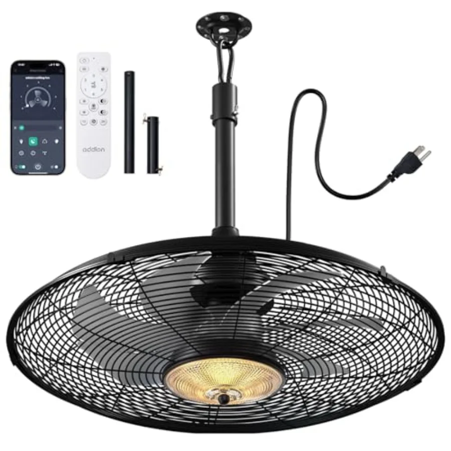 Outdoor Ceiling Fan with Light for Patios, 24 inch Black Waterproof Gazebo Fan with Remote APP Control, Reversible, Dimmable, P
Outdoor Ceiling Fan with Light for Patios, 24 inch Black Waterproof Gazebo Fan with Remote APP Control, Reversible, Dimmable, P