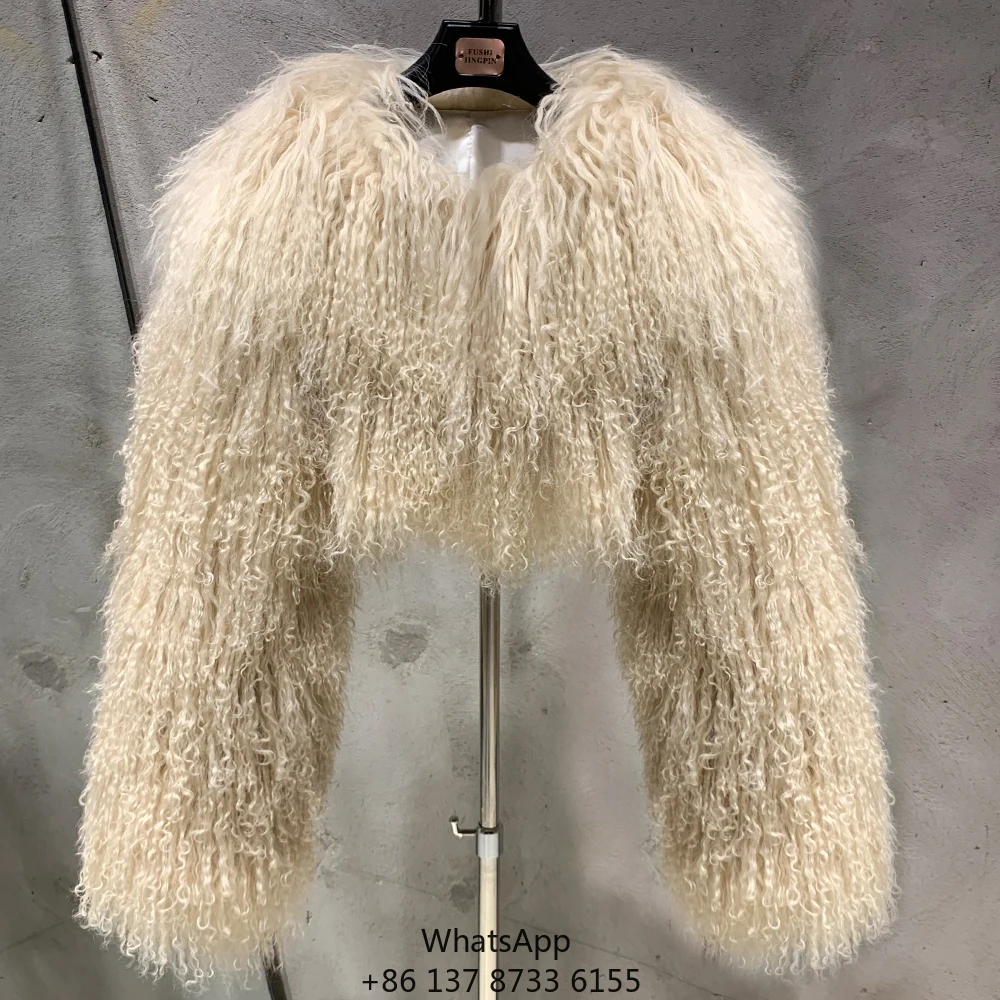 Winter Premium Sheep Fur Coat Mongolia Lamb Fur Jacket Women Cropped Beige Fur Coat
Winter Premium Sheep Fur Coat Mongolia Lamb Fur Jacket Women Cropped Beige Fur Coat