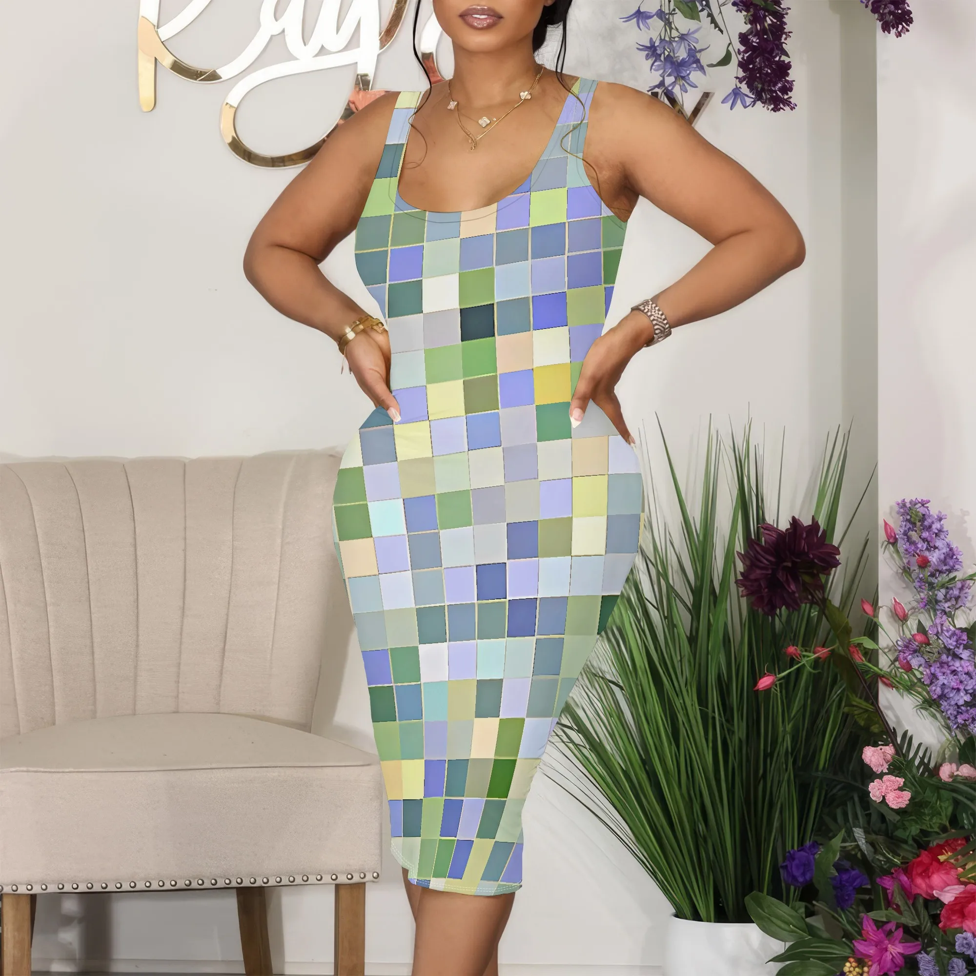 Nupusa Colorful Square Print Dress for Women Standard Size Summer Casual Square Neck Sleeveless Midi Dress
Nupusa Colorful Square Print Dress for Women Standard Size Summer Casual Square Neck Sleeveless Midi Dress