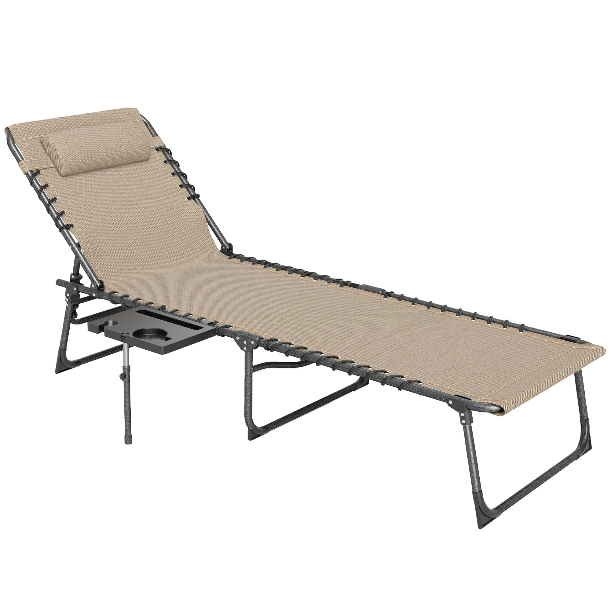 Outsunny Folding Chaise Lounge Chair with Side Table, 5-Level Adjustable Beach Lounge Chair with Headrest
Outsunny Folding Chaise Lounge Chair with Side Table, 5-Level Adjustable Beach Lounge Chair with Headrest
