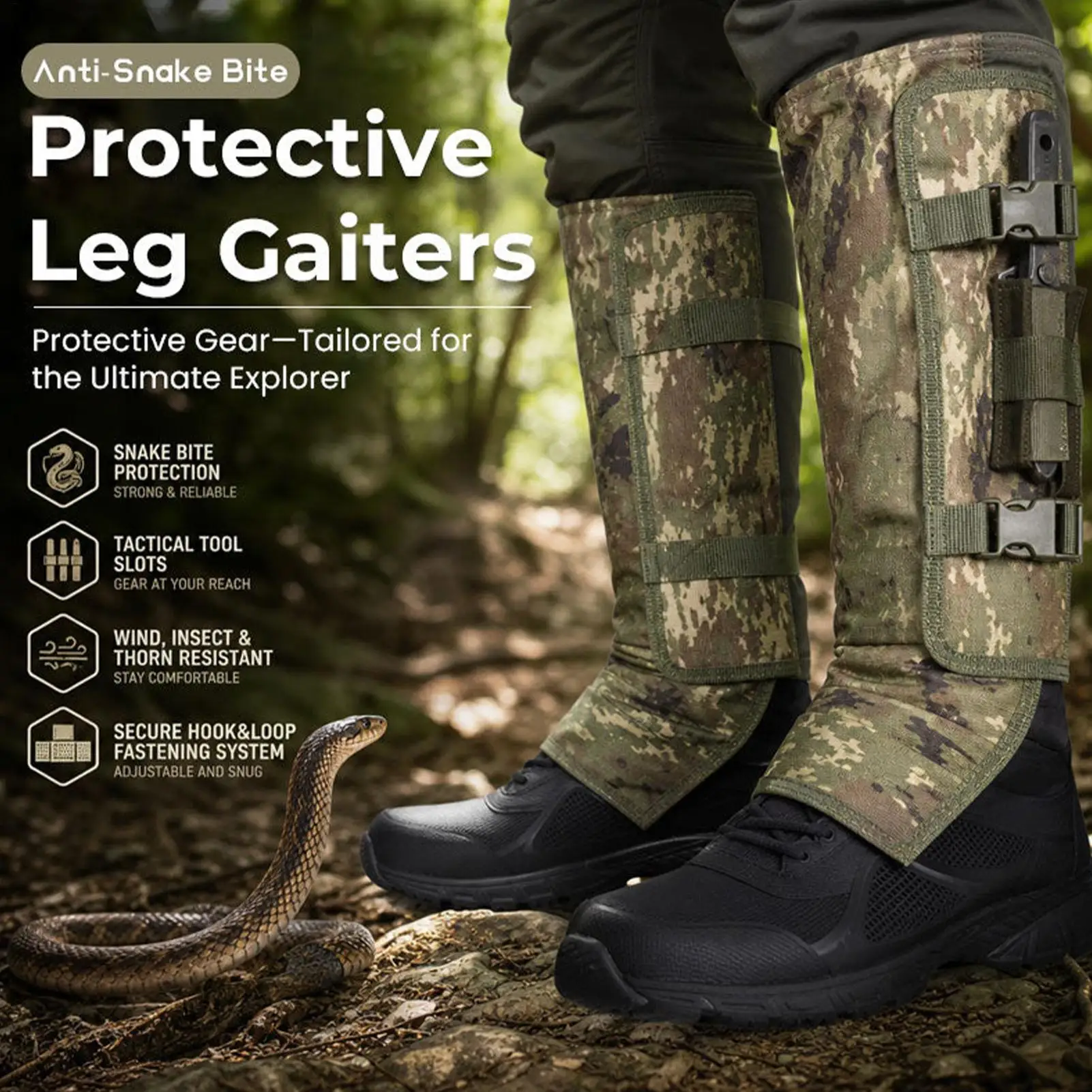 Snake Gaiters 1-Pair Lightweight Adjustable Protective Hunting Leg Guards Waterproof Gaiters For Outdoor Trail Running Camping
Snake Gaiters 1-Pair Lightweight Adjustable Protective Hunting Leg Guards Waterproof Gaiters For Outdoor Trail Running Camping