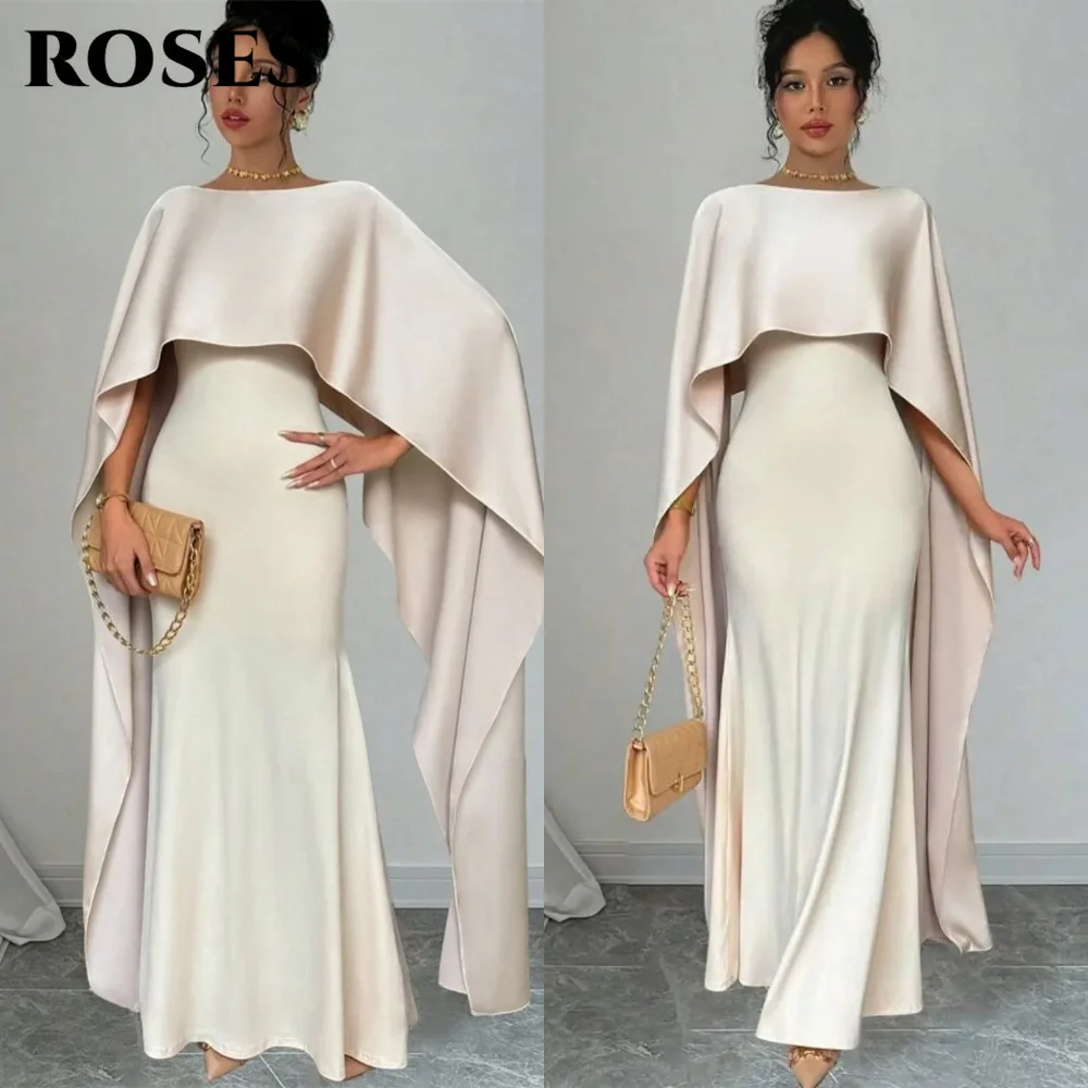 ROSES Ivory Party Dress Chic O-Neck Satin Prom Dress with Cape - like Drape and Mermaid Silhouette Evening Dresses Customized
ROSES Ivory Party Dress Chic O-Neck Satin Prom Dress with Cape - like Drape and Mermaid Silhouette Evening Dresses Customized